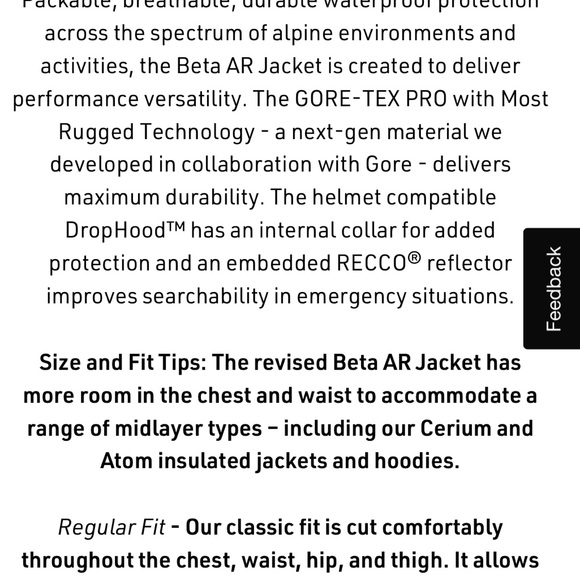 ARCTERYX BETA AR JACKET (M) - Picture 8 of 9